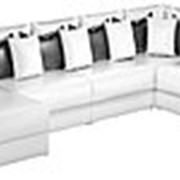 П-образный диван Мэдисон - Кожа белая черная фото