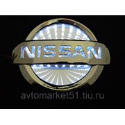 Эмблема светодиодная 3D NISSAN 10,6х9cм. White фото