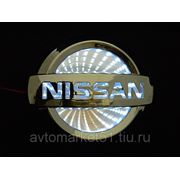 Эмблема светодиодная 3D NISSAN 11,7х10cм. White фото