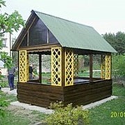 Беседки деревянные, из дерева для дачи и сада; Строительство (изготовление) дачных и садовых беседок из дерева фото