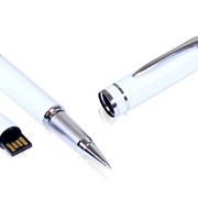 USB-флешка на 16 Гб в виде ручки с мини чипом, белый фотография