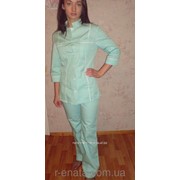 Женский медицинский костюм бирюзового цвета с кантами фото