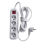 Удлинитель четырехместный с/з с выключателем, 3x0,75, 5м, серия Home, HM03-41-05 (У10А-003), белый, STEKKER, фото