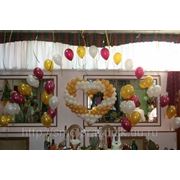 Украшение зала (шары, цветы, фатин) фотография