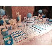 Свадебный Кэнди бар в бело-голубой цветовой гамме фото