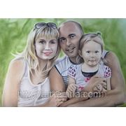 Семейный цветной портрет сухой кистью фото