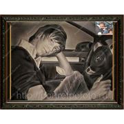 Портрет с фотографии молодого человека в машине, художник Владислав Протасов,заказ портретов, картина по фото фото