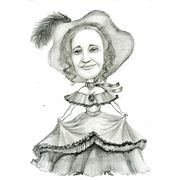 Шарж французская кукла. Ф. А-4. Бумага, карандаш. фото