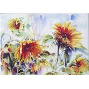 Молодые подсолнухи, акварель фото