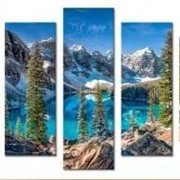 Пятипанельная модульная картина 80 х 140 см Красивое озеро в заснеженных горах фото