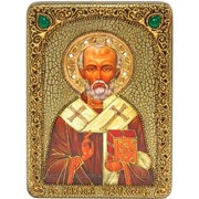 Икона аналойная Святитель Николай, архиепископ Мир Ликийский (Мирликийский), чудотворец на мореном дубе фото