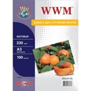 Фотобумага WWM матовая, A3 формат, 230g/m,100л. фото