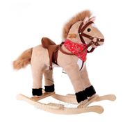 Лошадка-качалка Рокки, бежевая и коричневая фото