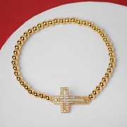 Браслет со стразами 'Стиль' крест объёмный, цвет белый в золоте, d8 см фотография