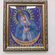 Остробрамская икона Божьей Матери вышитая бисером ручная работа фото