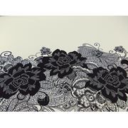 Трикотаж Лакоста Купон Цветы (черный на молочном) (арт. 05735) фото