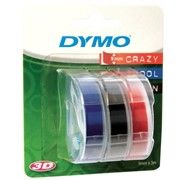 Лента Dymo 3D, 9 x 3 мм, блистер Черный/Синий/Красный