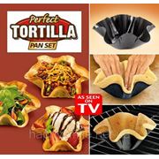 Perfect Tortilla Pan Set – идеальные формы для выпечки хрустящих лепёшек, салаты, мясо, холодные закуски! фотография