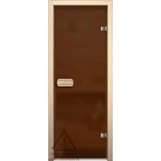 Дверь для сауны и бани АКМА Aspen 8х20 (матовая бронза, коробка осина) фотография