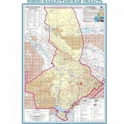Карта областная ЮКО, масштаб 1:1 000 000, 500*710 мм, не ламинированная фото