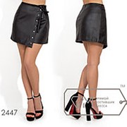 Короткая женская юбка с имитацией запаха (3 цвета) - Черный SD/-8652 фото