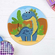 Алмазная мозаика для детей “Динозавр“ на круглой основе + емкость, стерж, клеев подушечка 3659315 фотография