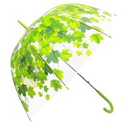 Зонт-трость - Зелёные листья (прозрачный, купол 80 см)