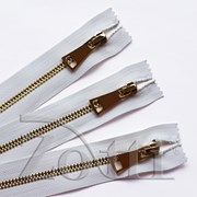 Молния металлическая, №5, белая (золото) - 25 см фото