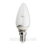 "IKEA ЛЕДАРЕ" Светодиодная лампа, E14, прозрачная, свечеобразная
