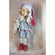 Интерьерная текстильная кукла с игрушкой из шерсти. Zoi и зайка. фото