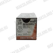 Монокрил 3/0, 45 см, Прайм обратно-режущая игла 19 мм, 3/8 уп.12 шт. W3207 фото