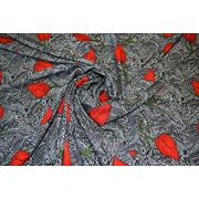 Плательно - блузочная ткань “ Красные листья“ фото