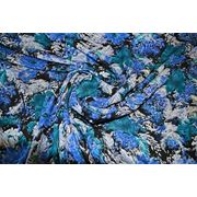 Плательно - блузочная ткань “ Синии хризантемы “ фотография
