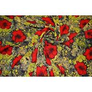Плательно - блузочная ткань “ Красные цветы“ фотография