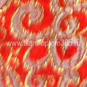 Парча жаккард Красный с золотом и серебром фото