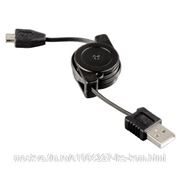 HAMA USB - micro USB Кабель интерфейсный USB 2.0 сматывающийся, черный H-104825 (арт. H-104825) фото