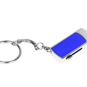 Флешка прямоугольной формы, выдвижной механизм с мини чипом, 16 Гб, темно-синий/серебристый фото