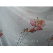 Ткань Вуаль “Бордовые цветы“ фото