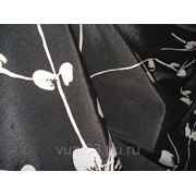 Ткань Портьерная Тафта “черная серые листья“ фотография