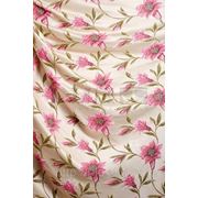 Портьерная ткань “крупные цветы“, бежево-розовый фото