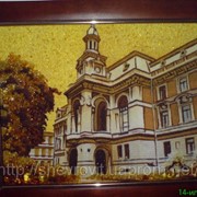 Картина из янтаря «Здание в городе». КАРТИНА ПО ФОТО