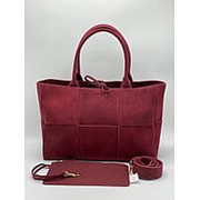Женская сумка Bottega Veneta - (красная) замша фотография