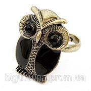 Кольцо “Черная сова с черными глазами“ фото