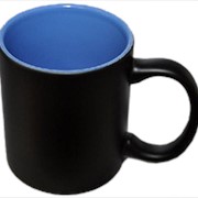 Кружка,меняющая цвет,двухцветная черная,голубая внутри фото