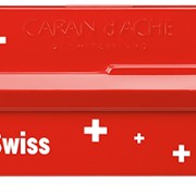 Ручка шариковая автоматическая Carandache Totally Swiss, толщина линии М, металлический футляр Красный фотография