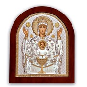 Икона Неупиваемая Чаша Серебряная в позолоте Silver Axion 110 х 130 мм на деревянной основе фото
