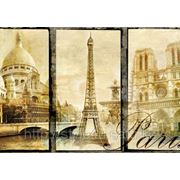 Фотообои на стену Париж, льняной холст фото