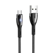 Кабель Hoco U89, USB - microUSB, 2.4 А, 1.2 м, индикатор, тканевая оплетка, черный фото