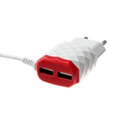 Сетевое зарядное устройство LuazON LCC-25, 2хUSB, 1 А, кабель microUSB, красно-белое фото