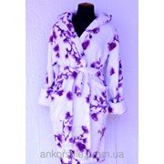 Халат махровый женский Фиолетовая Сакура короткий фото